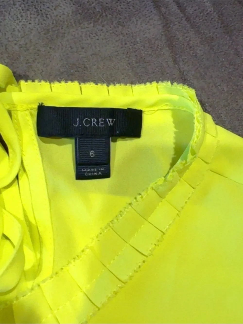 J.Crew Neon Citron Chartreuse Ruffle Tie Back Blouse Size 6